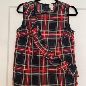 JCrew Tartan Ruffle Tank NWOT